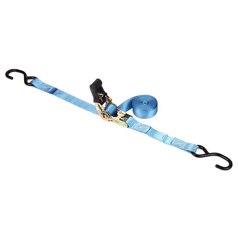 1 tuumaa 25 mm 800 kg räikkäinen sidoshihnat mustalla päällystetyllä S-koukulla