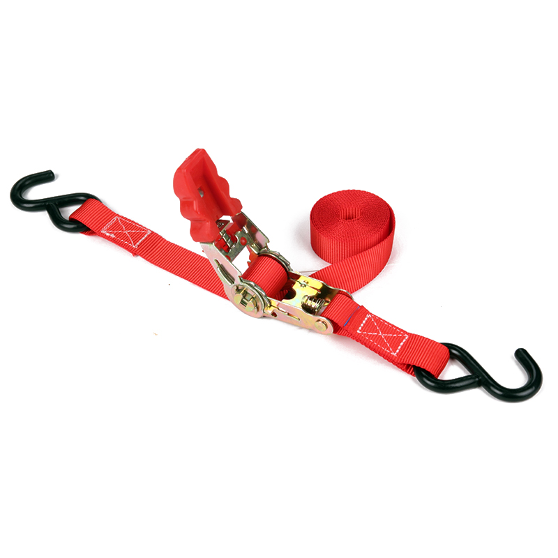 1 tuumaa 25 mm 800 kg räikkäinen sidoshihnat mustalla päällystetyllä S-koukulla